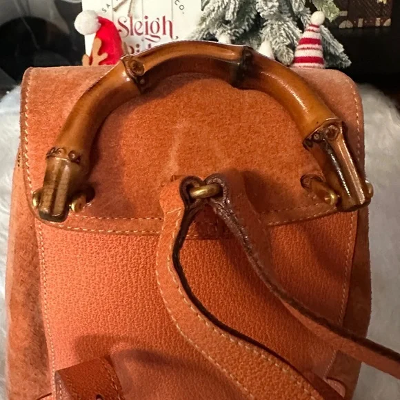 Gucci Suede Backpack with Bamboo Handle - Picture 5 of 15